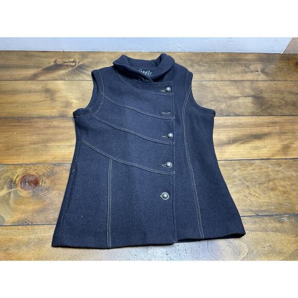ICELANDIC DESIGN Ladies Sleeveless Vest Contemporary Medium Black Wool - Picture 1 of 13